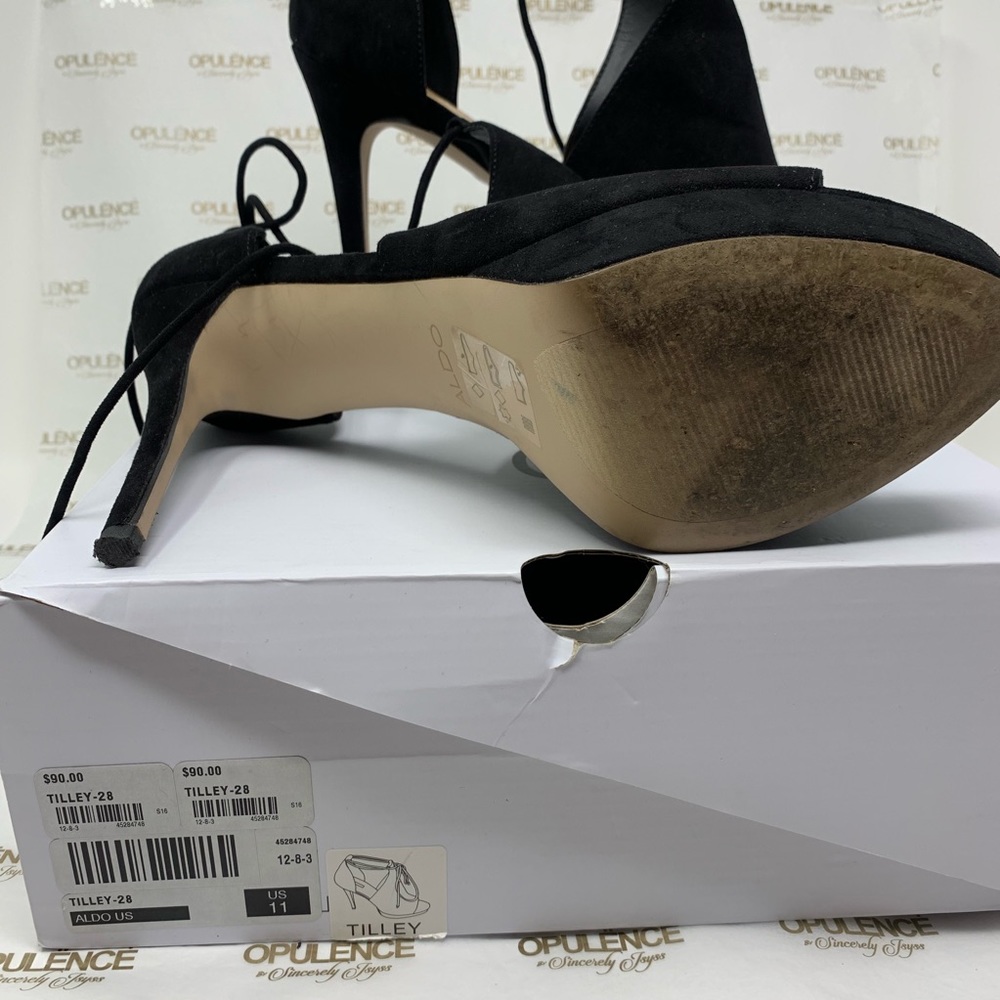 Black Suede Open-Toe Booties - Picture 5 of 5